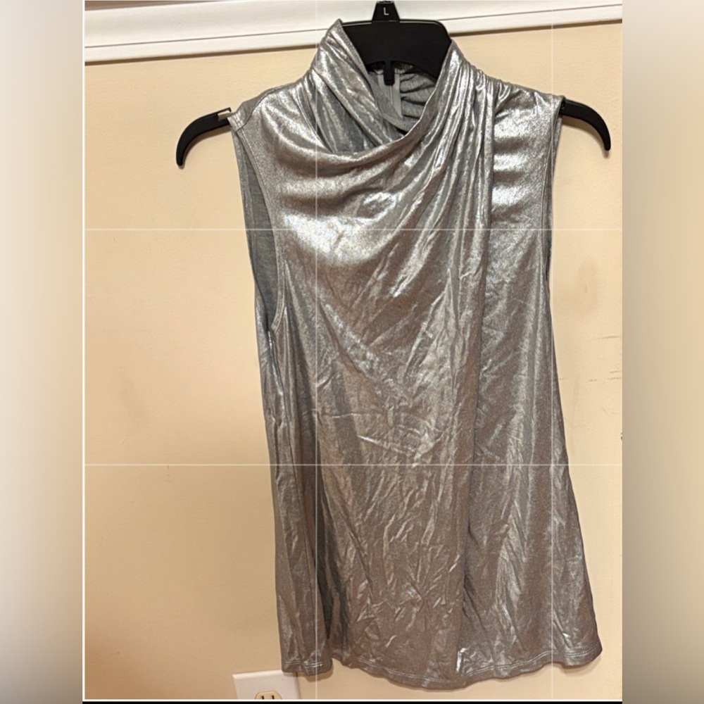 ELIETAHARI Silver Sleeveless Draped Top